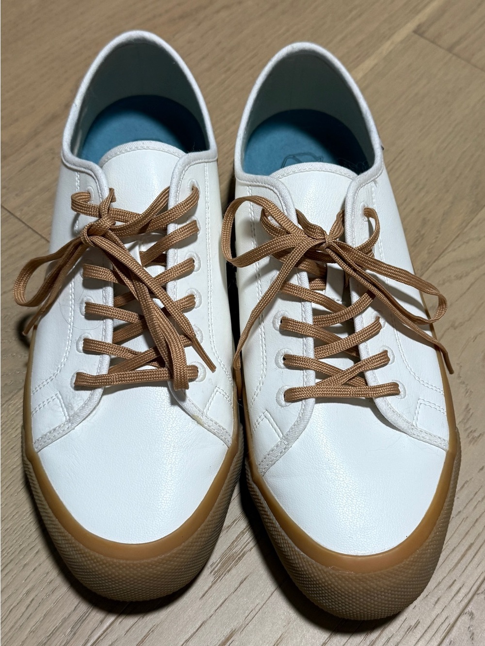 Seavees White Leather Men’s Sneakers with Tan Accents